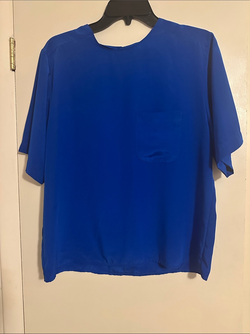 Classic Short Sleeve Pocket Blouse in Cobalt Blue
